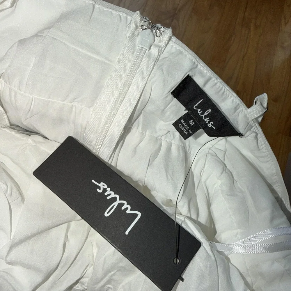 NEW Lulus Dress M White Satin Bow Front Fit & Flare Mini Bridal‎ Party Dress